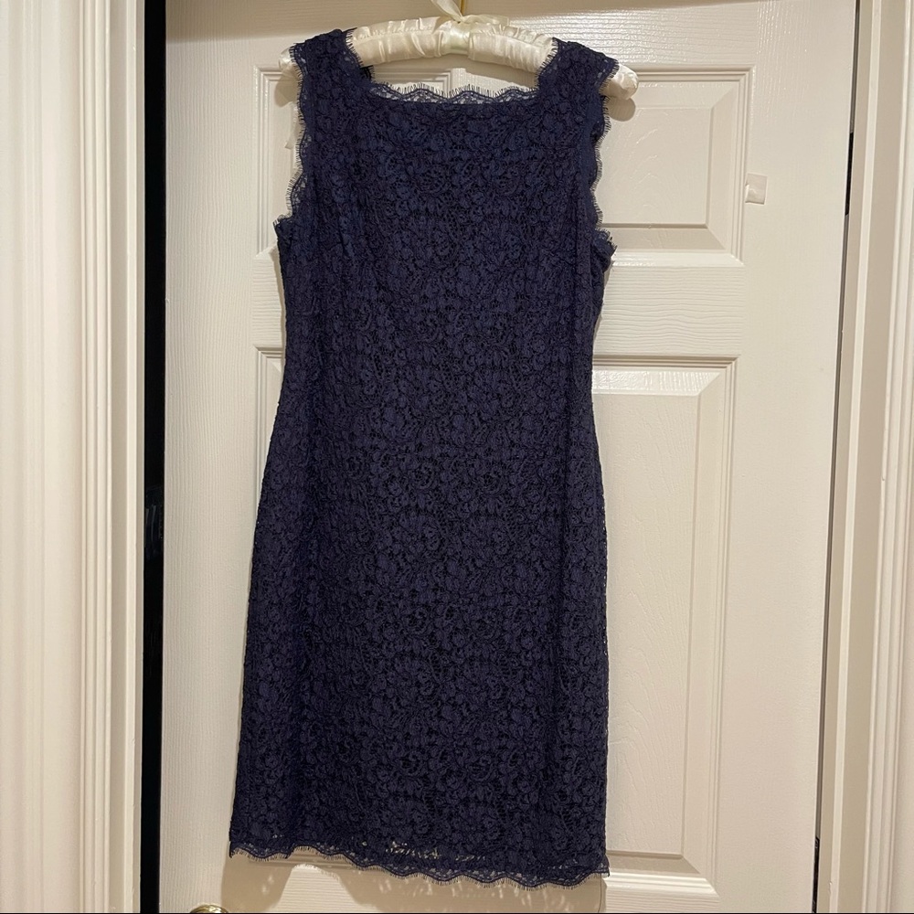 Adrianna Papell Navy Lace Tank Sheath Dress - Sz 8